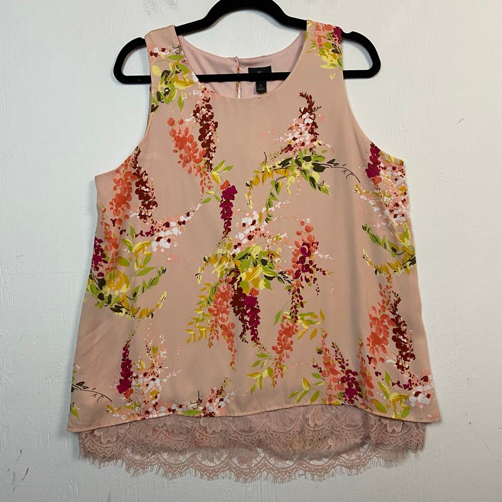 Worthington Women's Georgette Sleeveless Top Rose Smoke Floral Size Large NEW - Picture 3 of 15